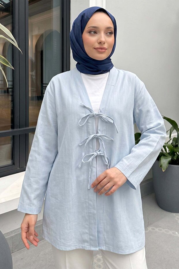 Three-Lace Hijab Kimono 2339 - Baby Blue