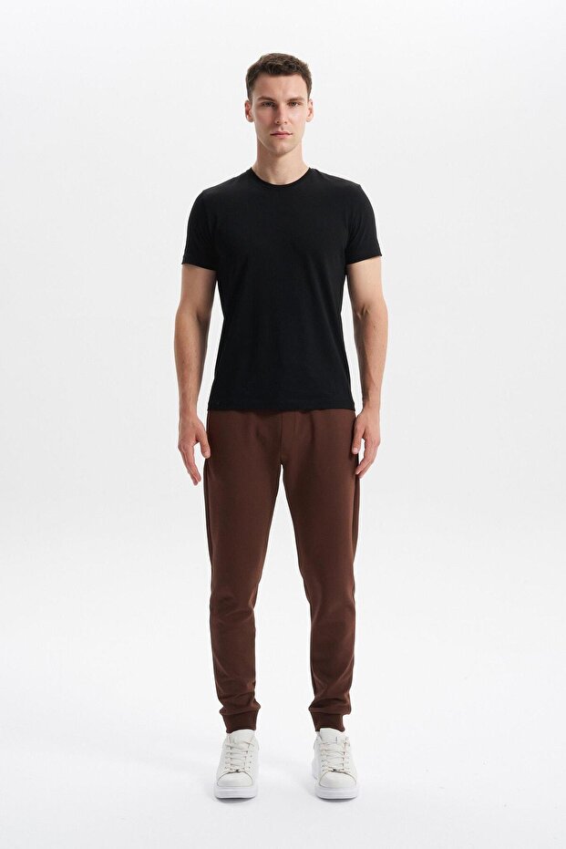 Ar-Ma Men's Sweatpants Without Print Basic Side Zipper Pockets Without Back Pockets Elastic Tight Leg Slim F