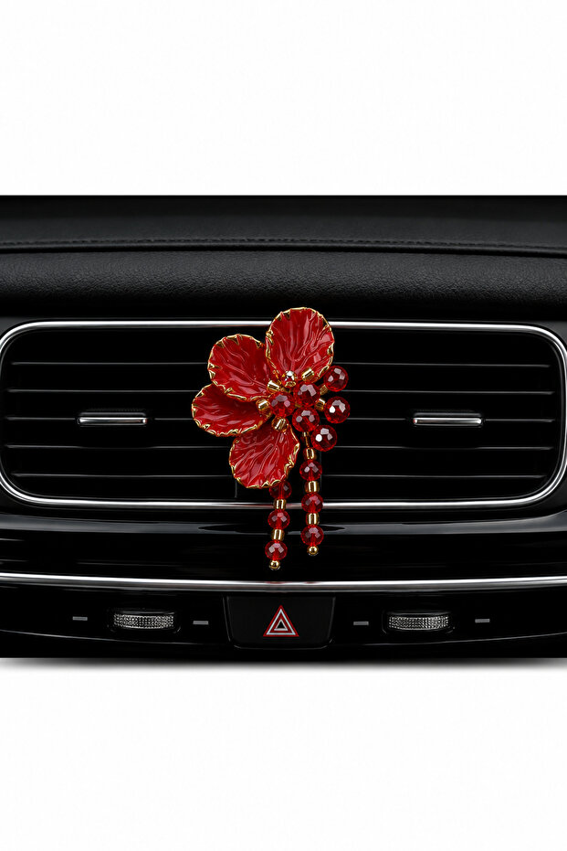 Half Flower Pomegranate Flower with Tassels Car Interior Air Conditioning Grille Ornament 4 cm – Handmade Decorative Auto Accessory