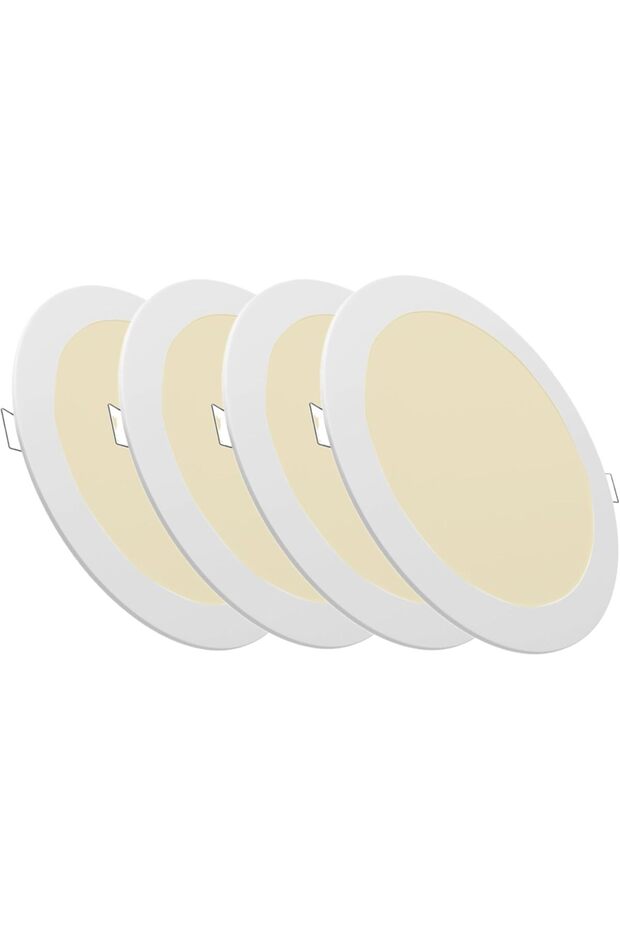 LED Panel Light, 9 Inch Round Slim, 20W, White & Warm White, Non-Dimmable, Pack of 4 (WARM WHITE)