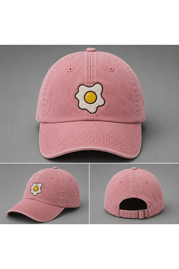 Egg Embroidered Vintage Washed Cap Hat