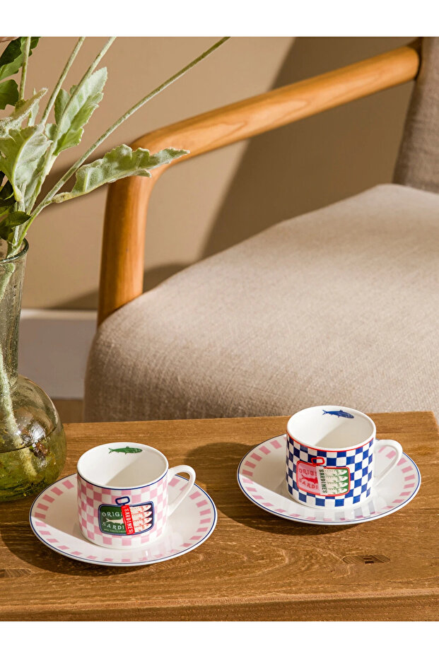 Lcw Home Mixed Printed 2-Person Porcelain Coffee Cup Set