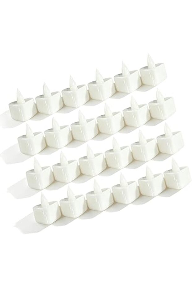 Heart Shaped LED Tea Lights 24 Pcs - Flameless Electric Candles Warm White