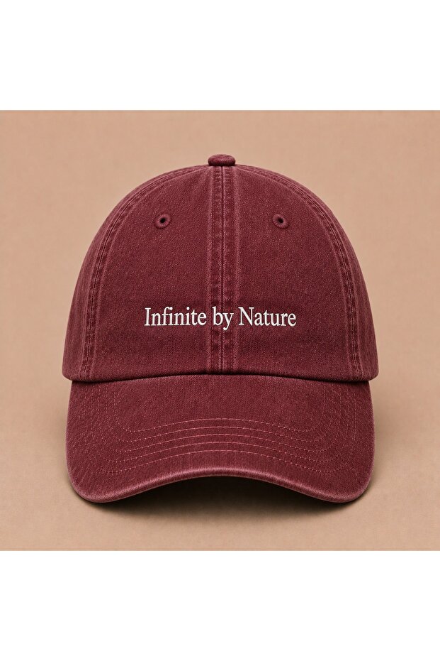 Women's Esthetic Infinite by Nature Written Vintage Washed Hat (Not Printed, Embroidered)
