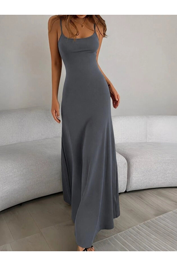Women's Rope Strap Round Neck Long Sandy Dress
