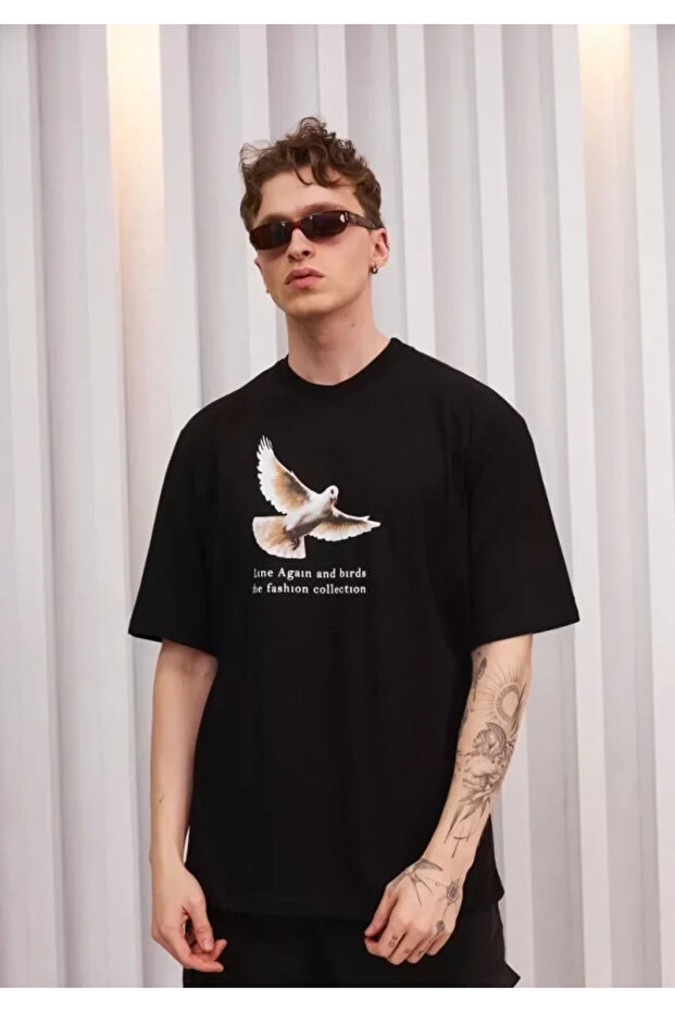 Unisex Crew Neck Printed Oversize Tshirt