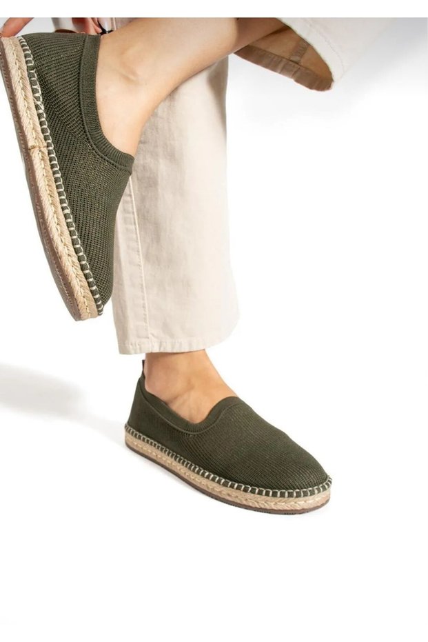 Laceless Straw Detailed Rubber Sole Knitwear Loafer 101-1834 Men's Shoes