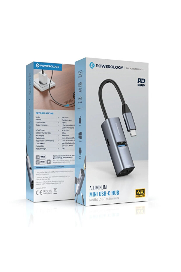 Aluminum Mini USB-C HUB Black