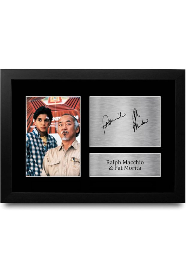 FR A4 Ralph Macchio & Pat Morita The Karate Kid Daniel, Mr Miyagi Gifts Printed Signed Autograph Picture for Movie Memorabilia Fans - A4 Framed