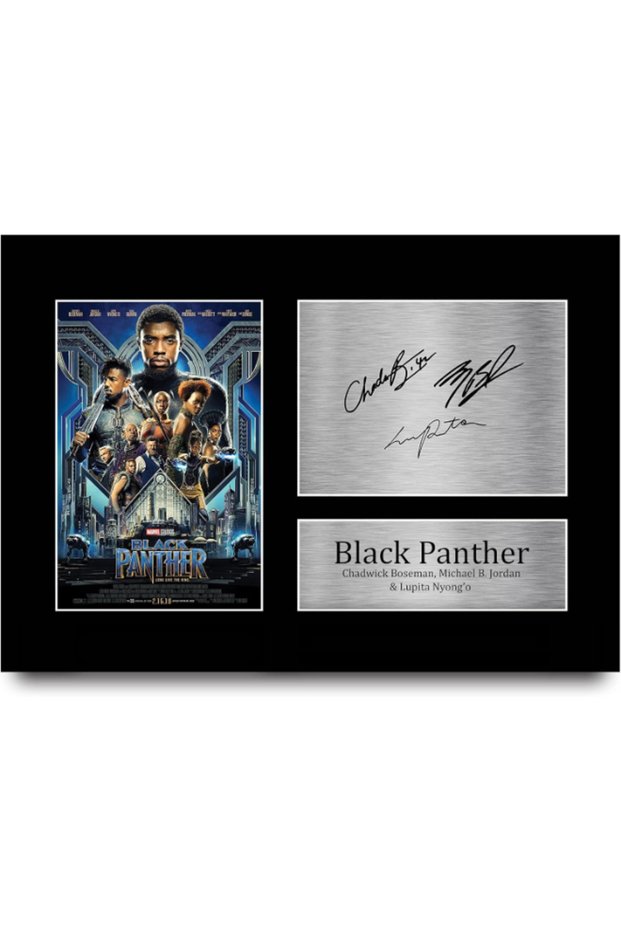 Black Panther Gift Signed A4 Printed Autograph Chadwick Boseman Michael B. Jordan Lupita Nyong'o The Avengers Gifts Print Photo Picture Display