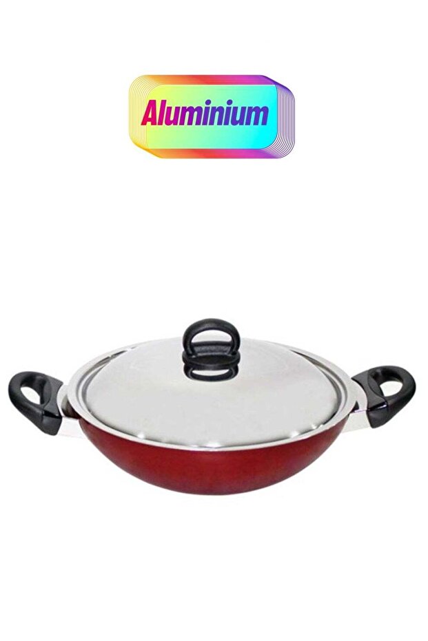 Classic. Flat Bottom Kadai Red 28cm