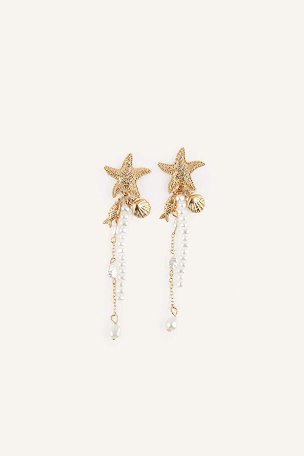 Women's Starfish Yellow Dangle Earrings H7004Axns