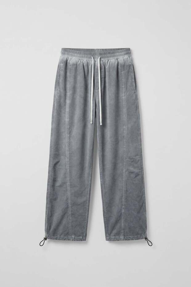 Men's Baggy Washed Parachute Jogger Sweatpants Gray
