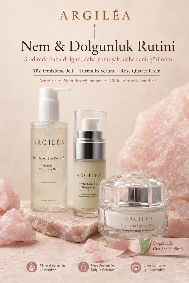 Moisturizing Skin Care Set |   Facial Cleansing Gel + Tourmaline Serum + Rose Quartz Cream