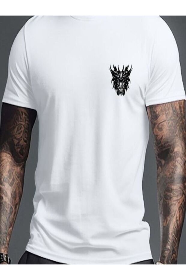 Men's Printed White T-Shirt
