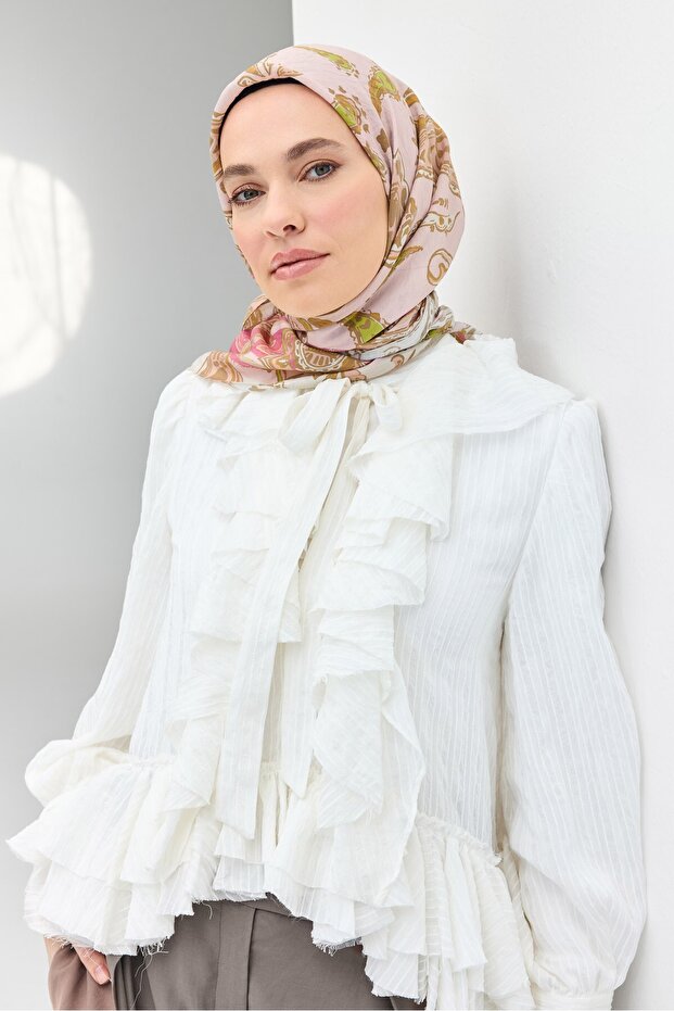 وشاح فيلورا بنمط شال بودرة 90x90