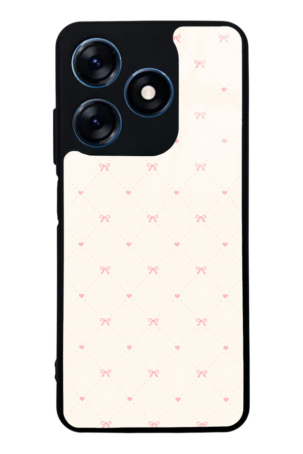 Tecno Spark 10 Cream Pink Coquette Pattern Designed Glossy Phone Case