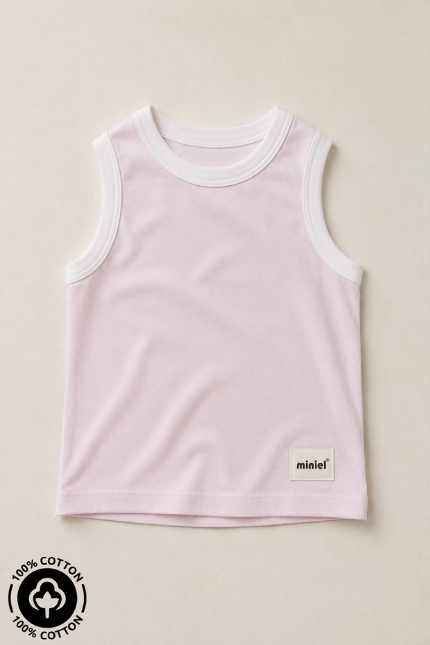 Unisex 100% Cotton Baby Kids Summer Undershirt with Braided Arma Detail