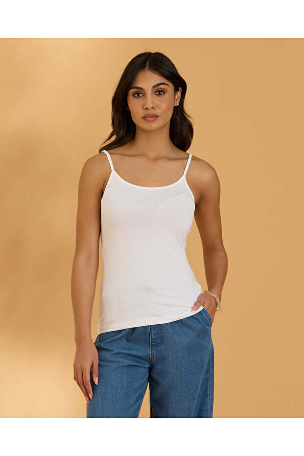 Women White Basic Cami - 1