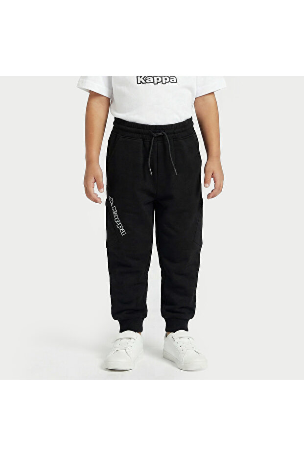 Elasticated Drawstring Waist Joggers with Logo Print - 1