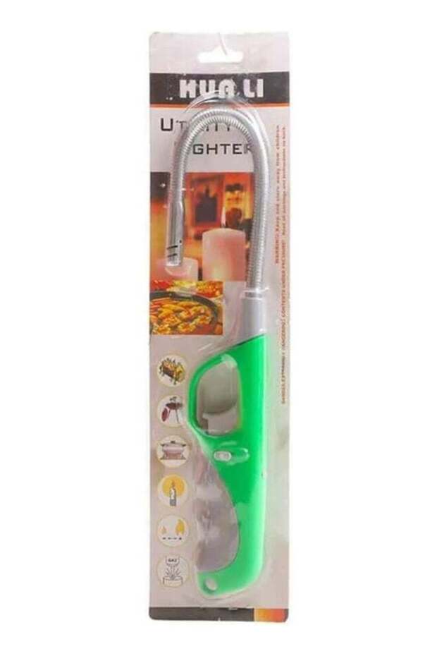 Multipurpose Refillable Utility Gas Lighter with Flexible Neck- Green