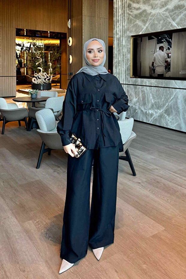 Black Shirt and Pants Modal Suit