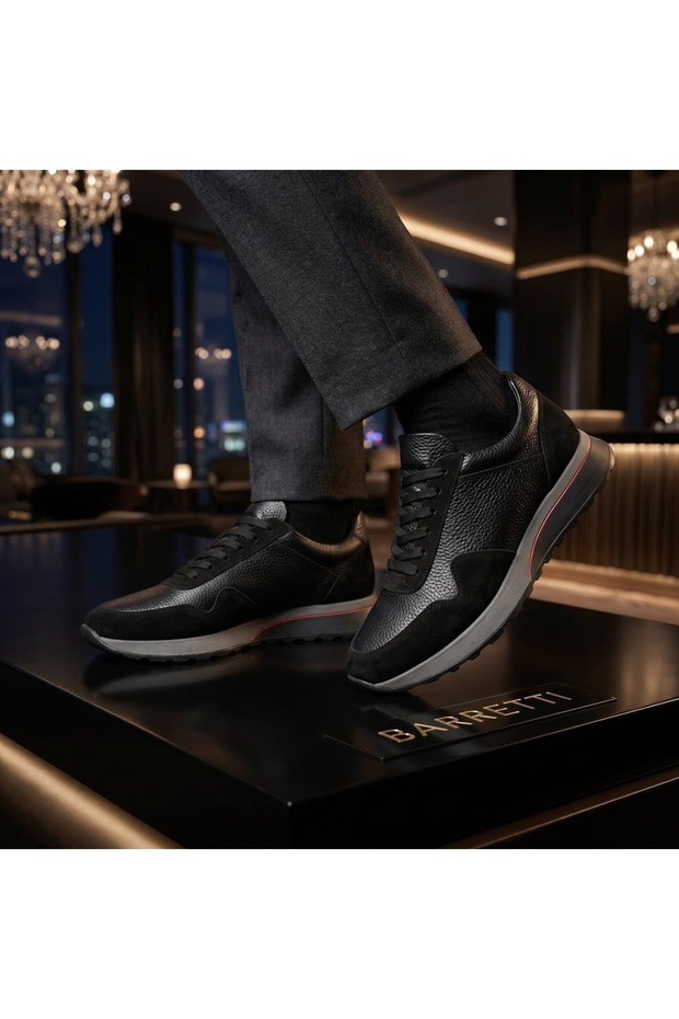 Black Suede & Floter Leather Sneaker