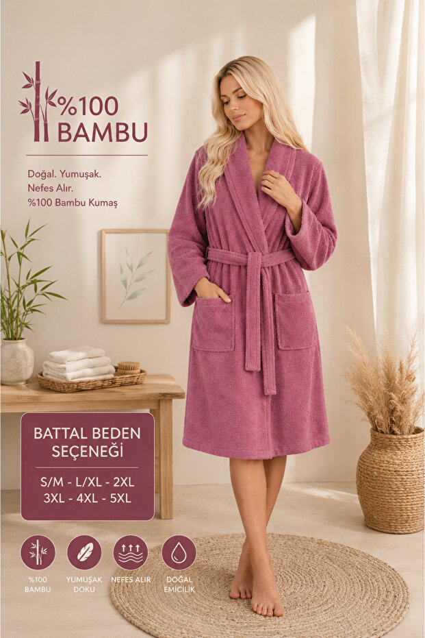 Bamboo %100 Bamboo Unisex Shawl Collar Soft Plus Size Adult Bathrobe