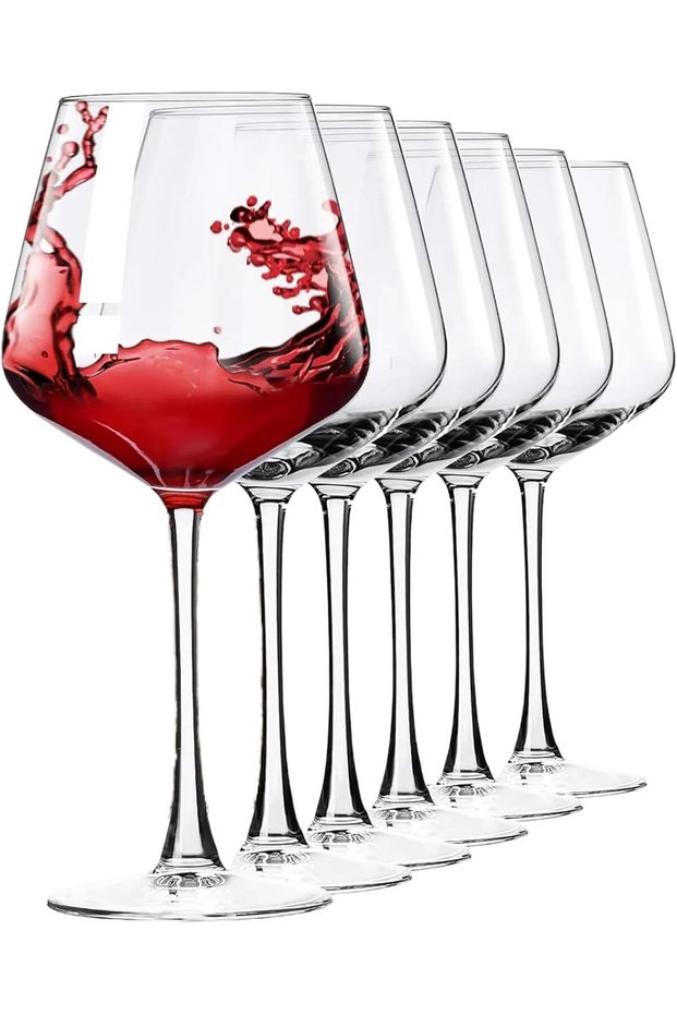 6 Pcs Hand blown Italian-style Crystal Burgundy Wine glasses, 20 Oz Premium Crystal Glass