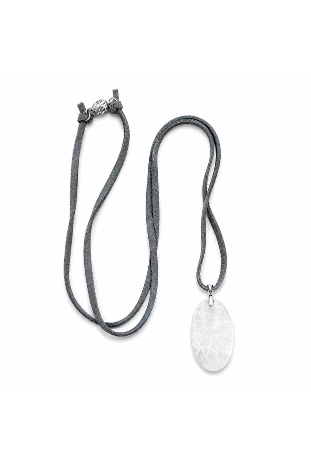 Noma Real Leather Suede Rope Natural Stone End Multi-Use Necklace