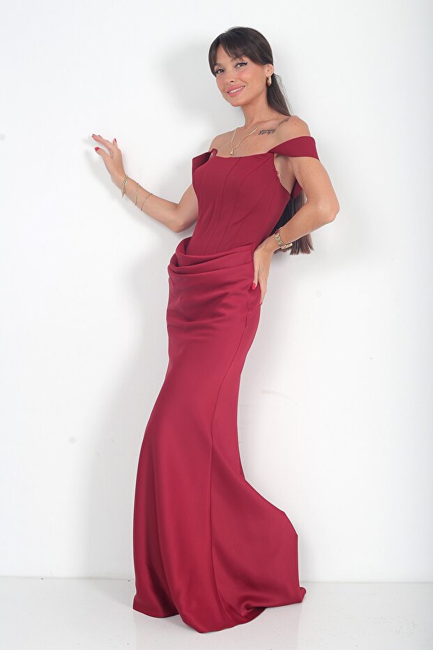 Women's Abraham Fabric Underwire Strapless Lined Long Dress