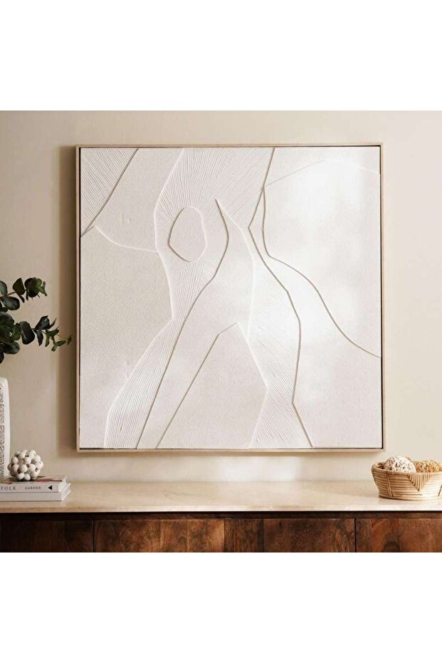 Blanche Hand Painted Framed Canvas Wall Art 100x100cm - White