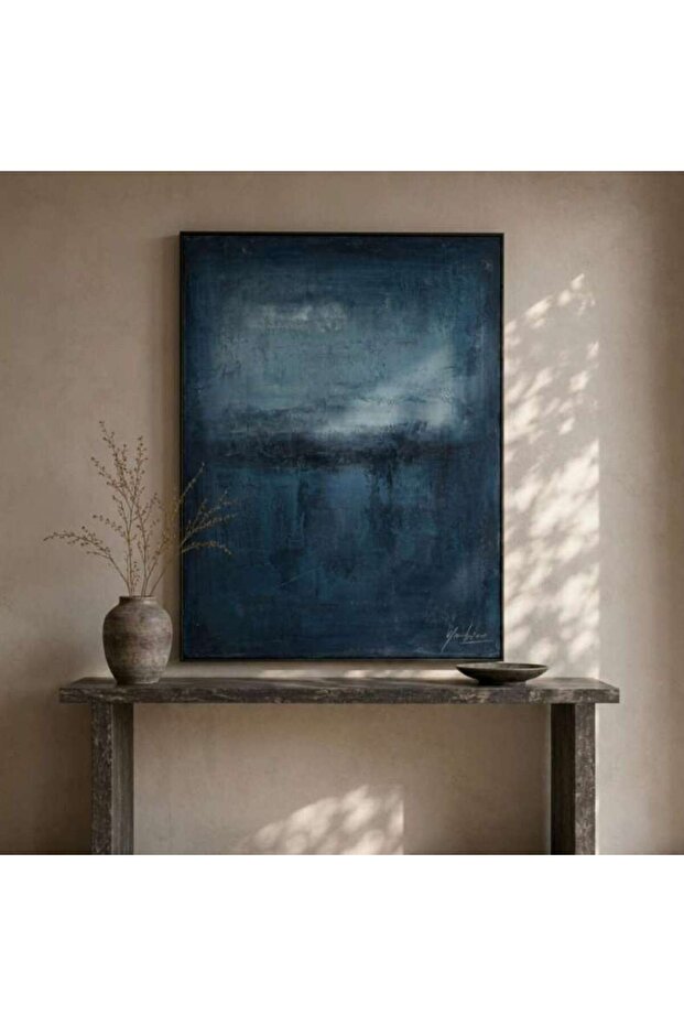 Depth Hand Painted Canvas Wall Art 120x150cm - Blue