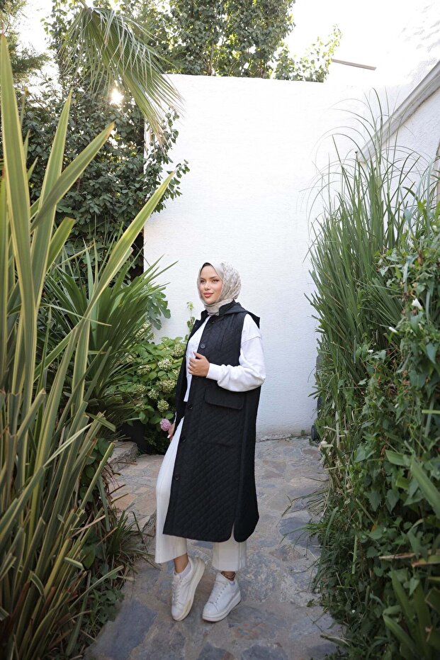 سترة مبطنة - سوداء
