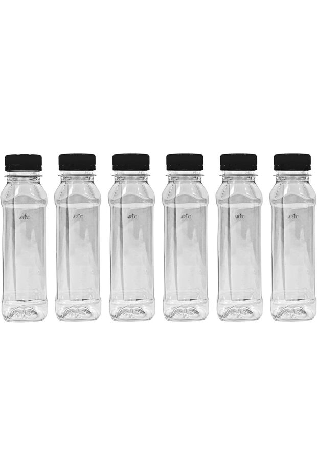 6Pcs Plastic Juice Bottles Clear With Caps Milk Bottle Water Bottles- 500ml