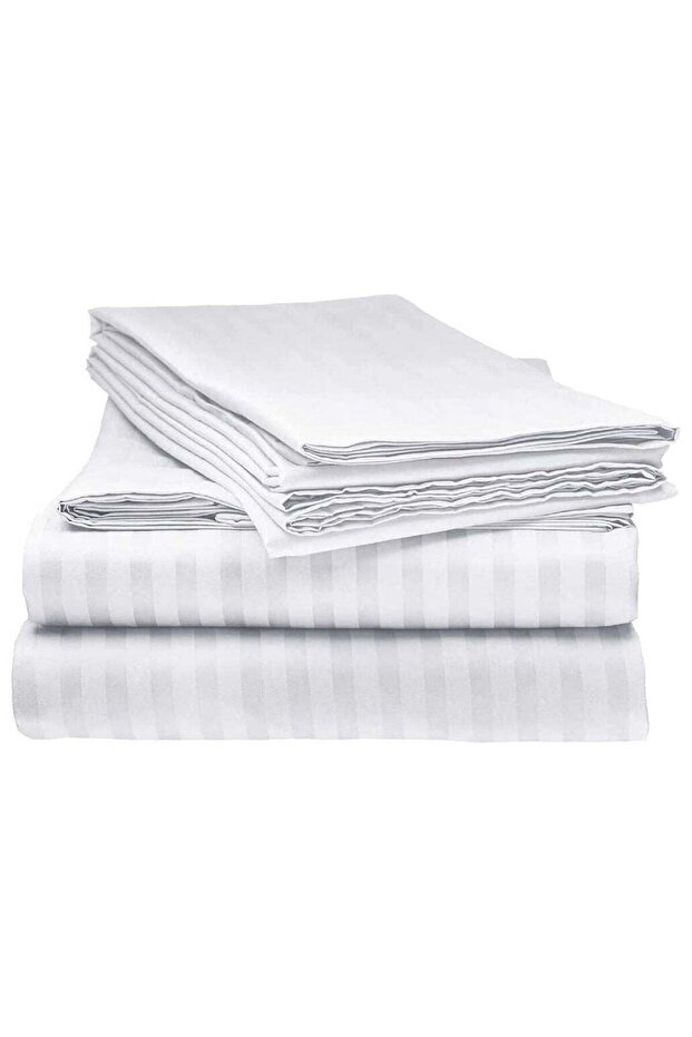 400TC 80% Cotton 20% Polyester Single Bed Sheet Set with Duvet Cover, Fitted Sheet & 2 Pillow Covers