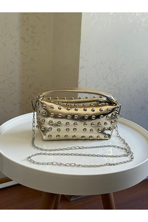 Stylish Mini Size Women's Hand and Shoulder Bag with Trok Detail and Chain Strap