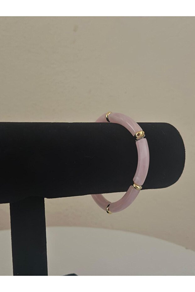 Powder-Tone Stone Detailed Gold Color Design Bracelet