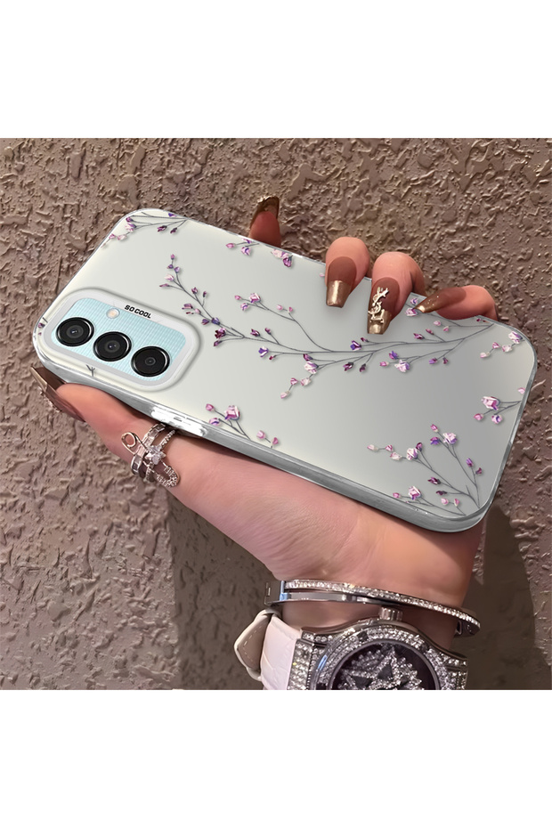 Samsung Galaxy M15 Compatible Slim Branch Flower Case, Wear-Resistant Minimalist Mobile Phone Case