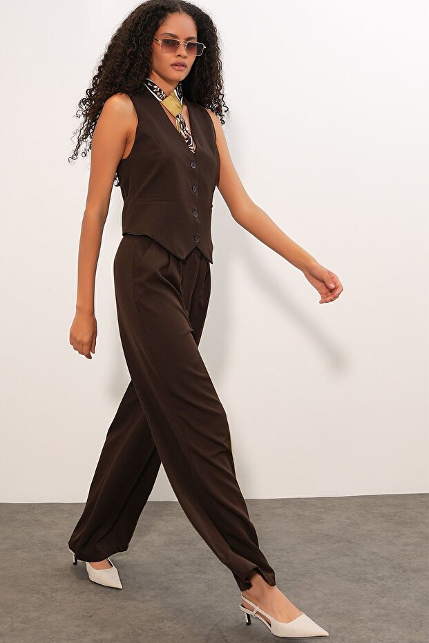 Bdart V-Neck Buttoned Two-Piece Suit - 4