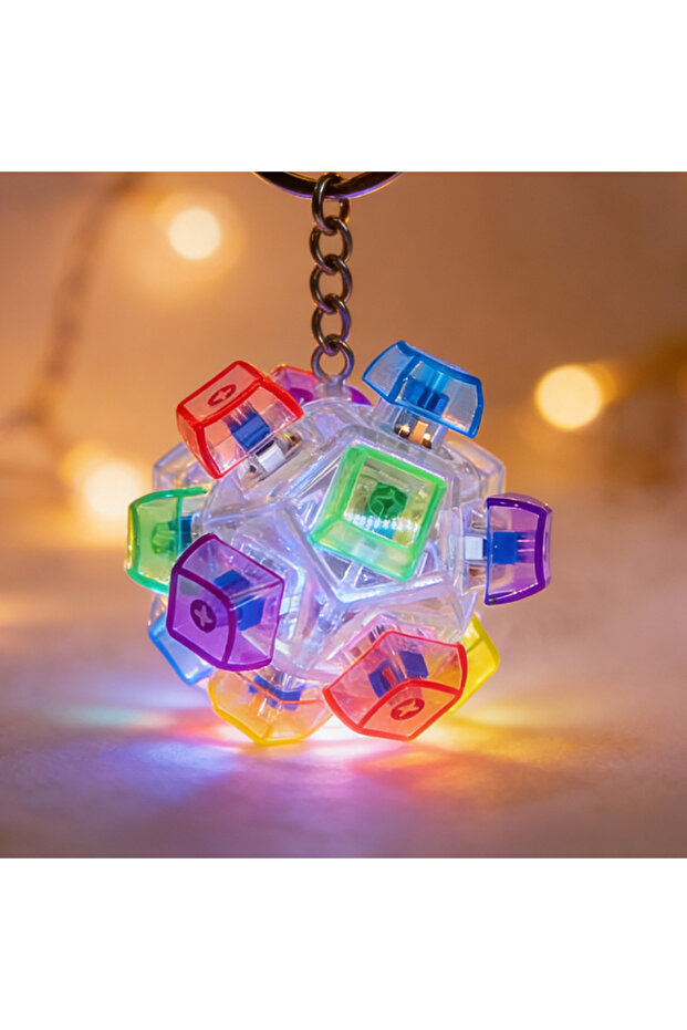 2PCS 12 Keys LED Light Up Keyboard Keychain with Clickable Buttons - Stress Relief Fidget Toy, Porta