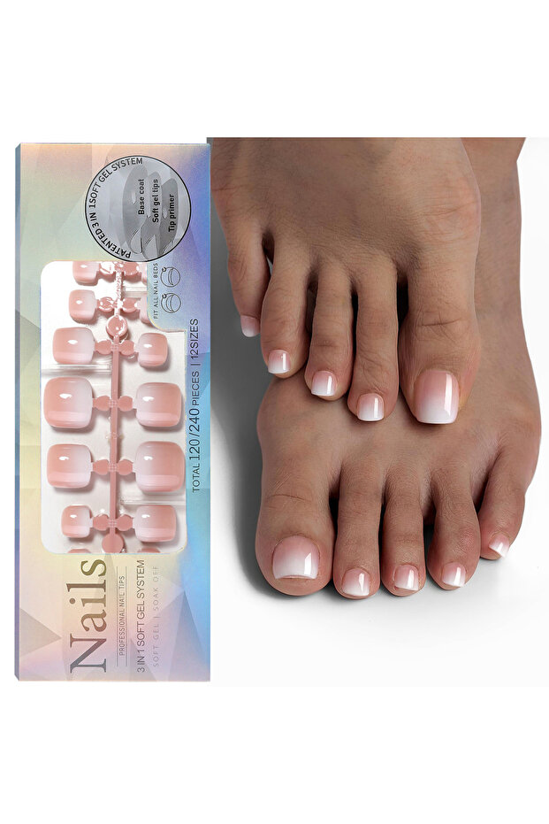 01 120Pcs/Boxed French Toe False Nail Press on Acrylic Nails Removable UltraThin Traceless Fake Nail