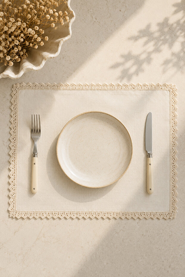Riviera 100% Cotton 2-Piece Placemat Set Ecru 35X45 cm
