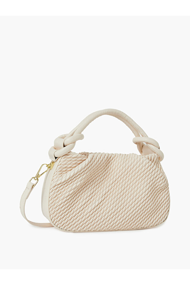 Textured Handbag with Top Handle