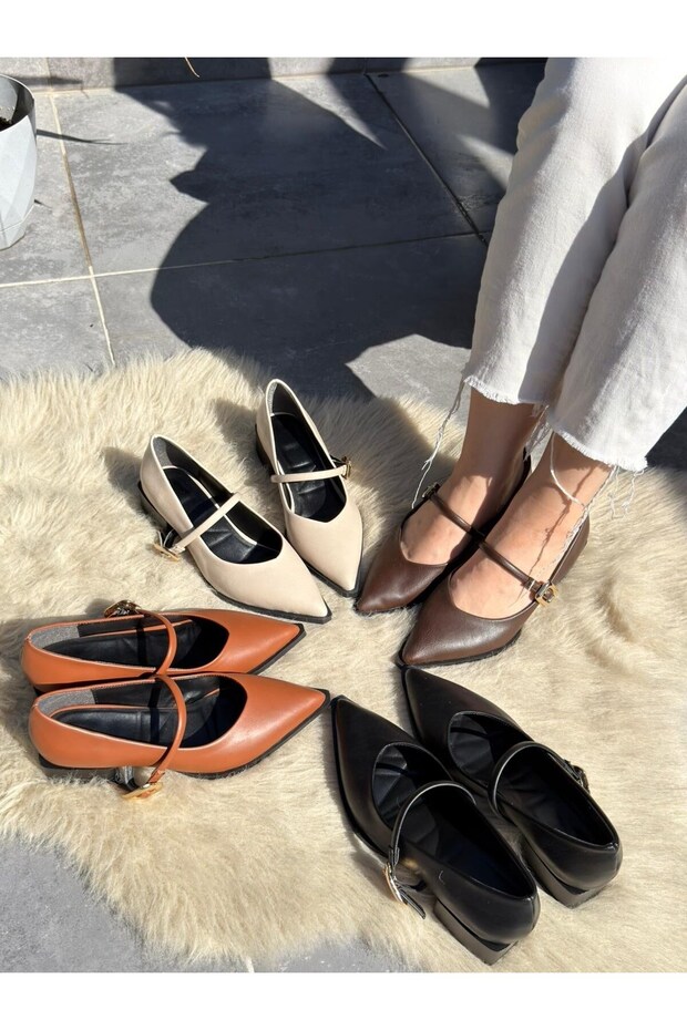 Galye Brown Leather Heeled Shoes