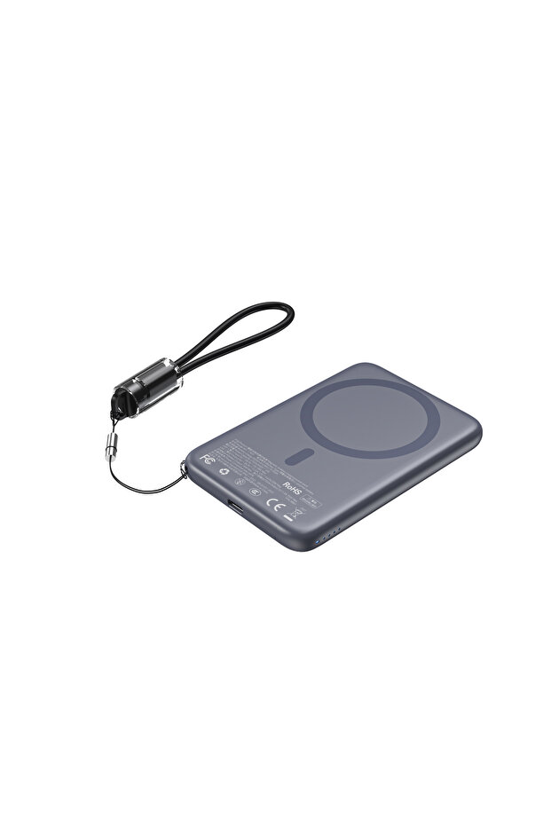 Ultra-Thin Magnetic Power Bank 5000mAh, MagSafe-Compatible Wireless Charger for iPhone, Gray B861