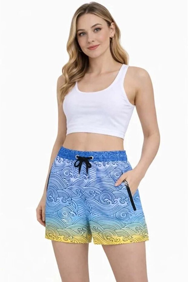 Swim Shorts with Zipper Pockets and Mesh Lining, Quick Dry Premium - Multi-Color