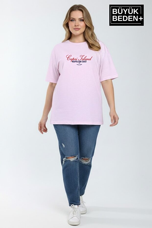 Women's Plus Size Capri Island Printed 3Xl-6Xl Crew Neck T-Shirt Spr26Btsk510-14