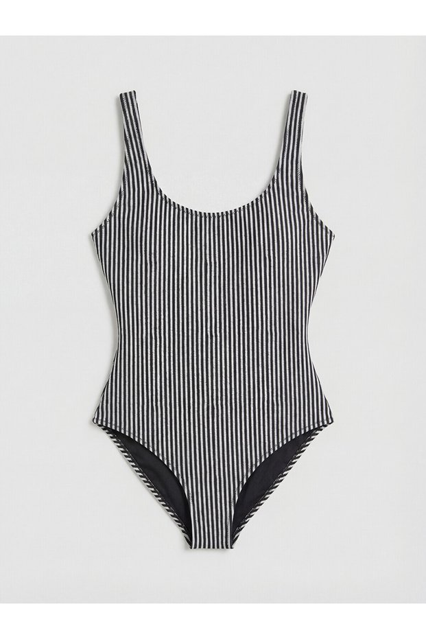 Two Mt Shop Quality Soulife Black Striped Women's Swimsuit