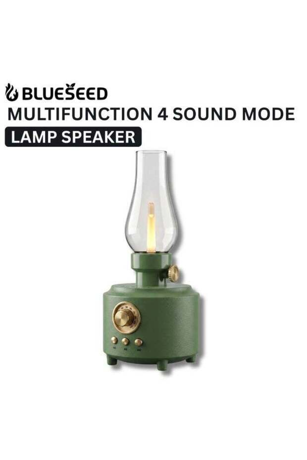 BS-606 Lamp Bluetooth Speaker, 5W Wireless, Dimmable 1500K Flame LED, 4 Sound Modes, Green